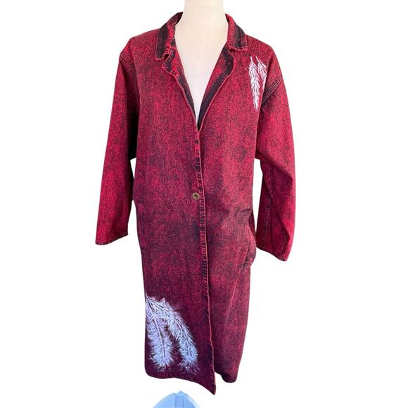 Vtg 80s Hand Painted J Akin Native American Acid Wash Coat Southwest Americana - Picture 1 of 12